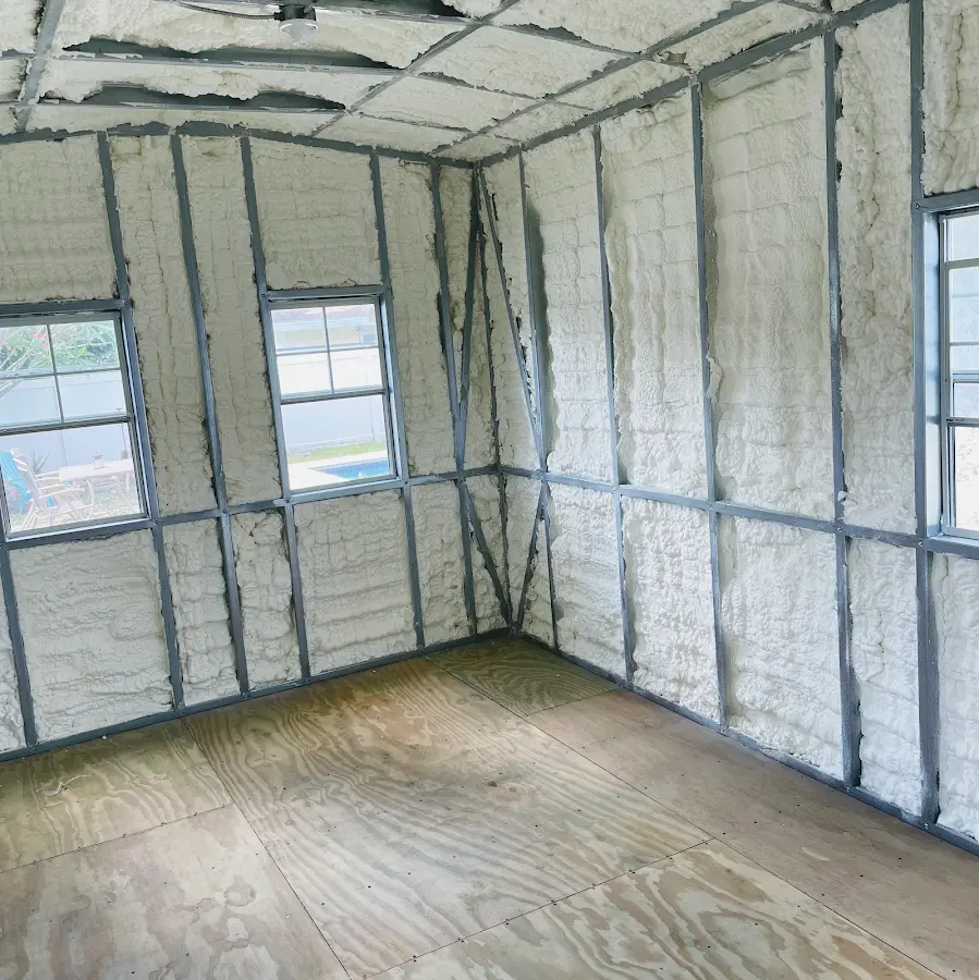 Closed-cell spray foam insulation applied to wall cavities in a residential project in West Hattiesburg